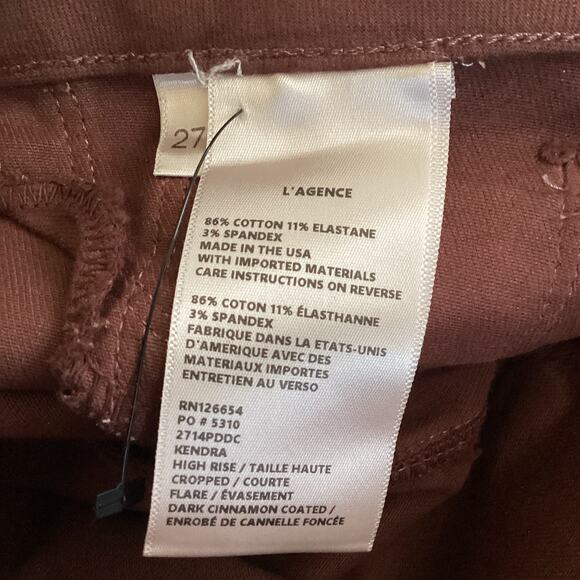 L’Agence Kendra High Rise Cropped Flare Jeans Dark Cinnamon Brown 27 - Picture 10 of 10